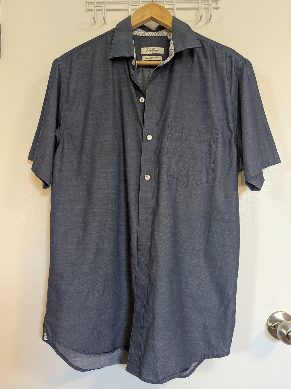 Van Heusen Short Sleeve Button-Down Shirt - Slate Blue